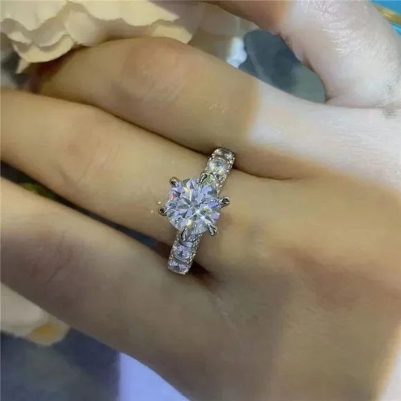 Certified 3ct. t.w. Moissanite Diamond Luxury Wedding Engagement Ring NEW - Picture 8 of 16